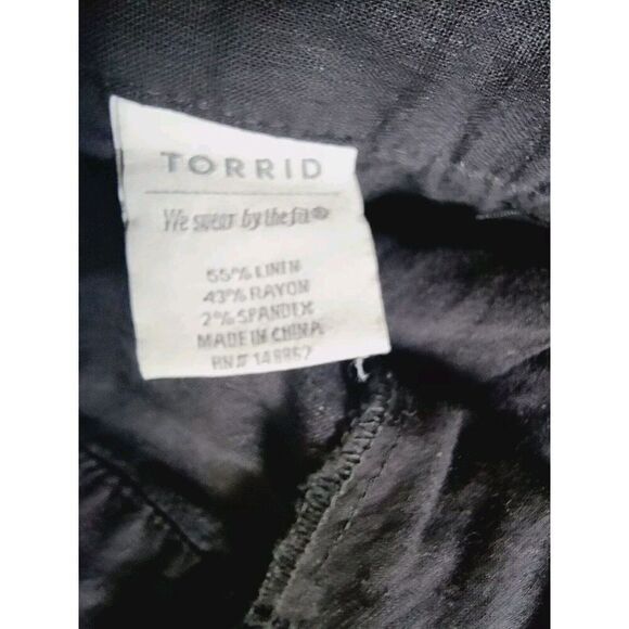 Torrid 24 Pants Black Linen Blend Wide Leg High Rise With Belt SZ 3X NWT RV $66 - Picture 8 of 10